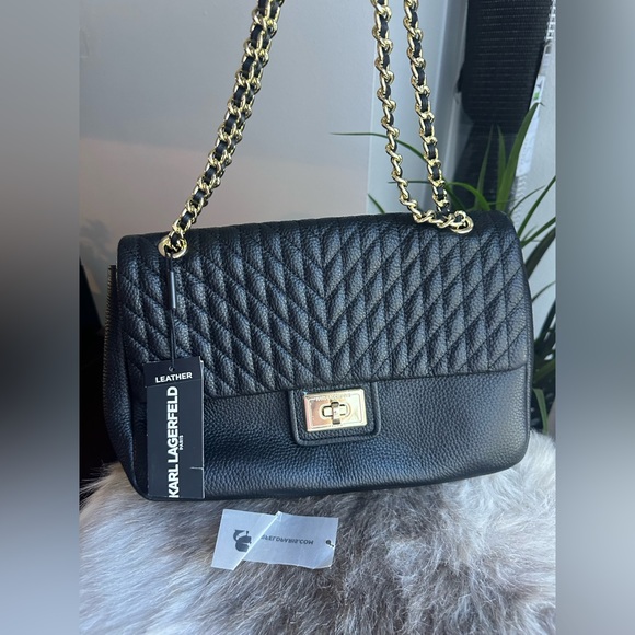 Karl lagerfeld Agyness Quilted -2 way Shoulder or Crossbody leather bag - Picture 2 of 15